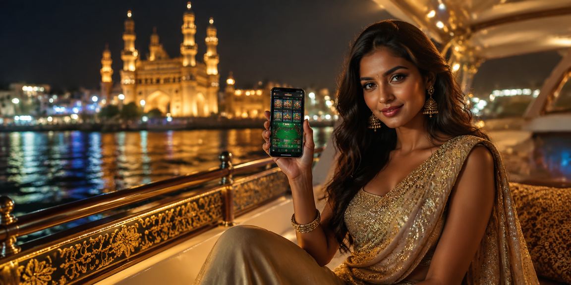 Mobile live casino scene in Hyderabad with night market ambiance