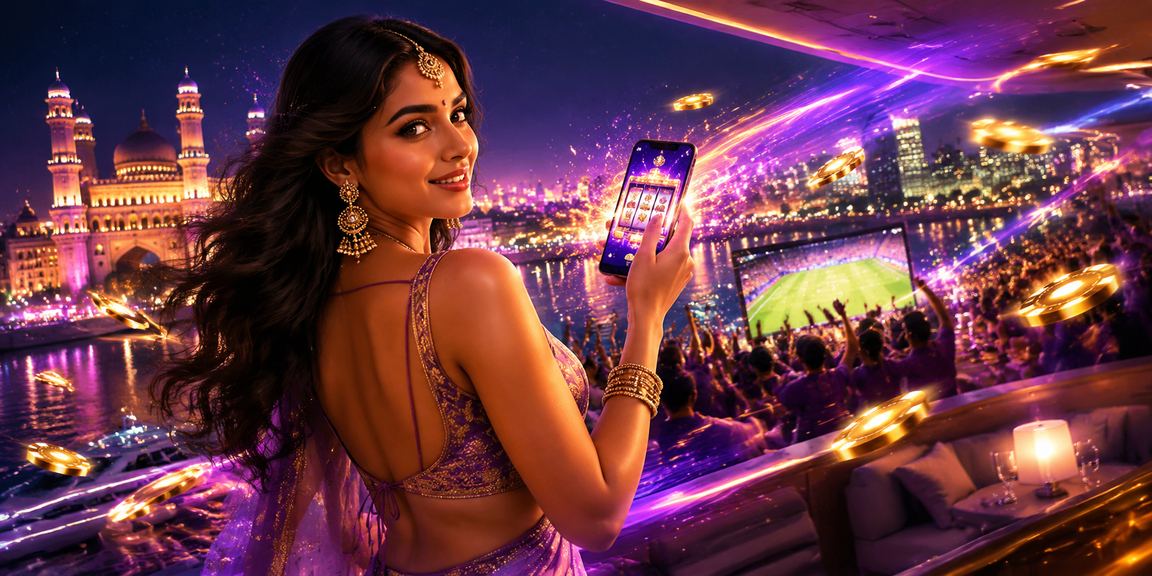Neon-lit slot games in India casino environment