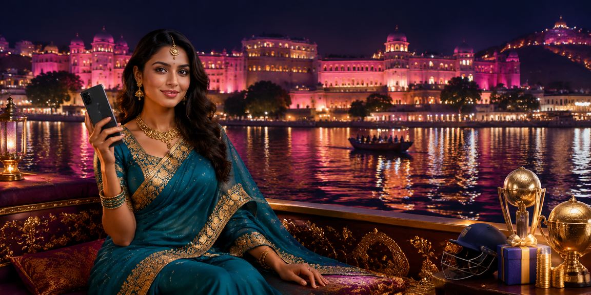 Sports betting scene in Jaipur with traditional attire